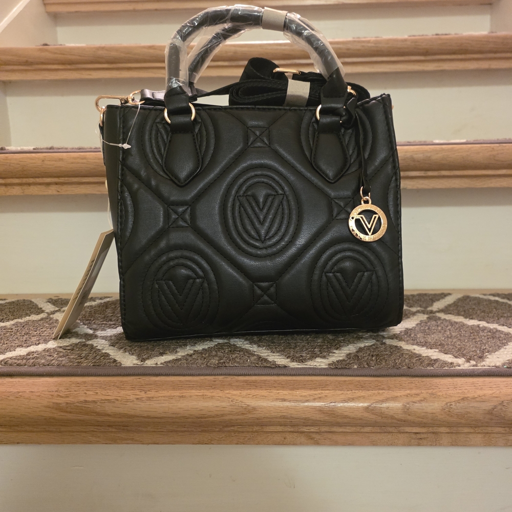 NWT Valentino Orlandi Small Black Quilted Tote